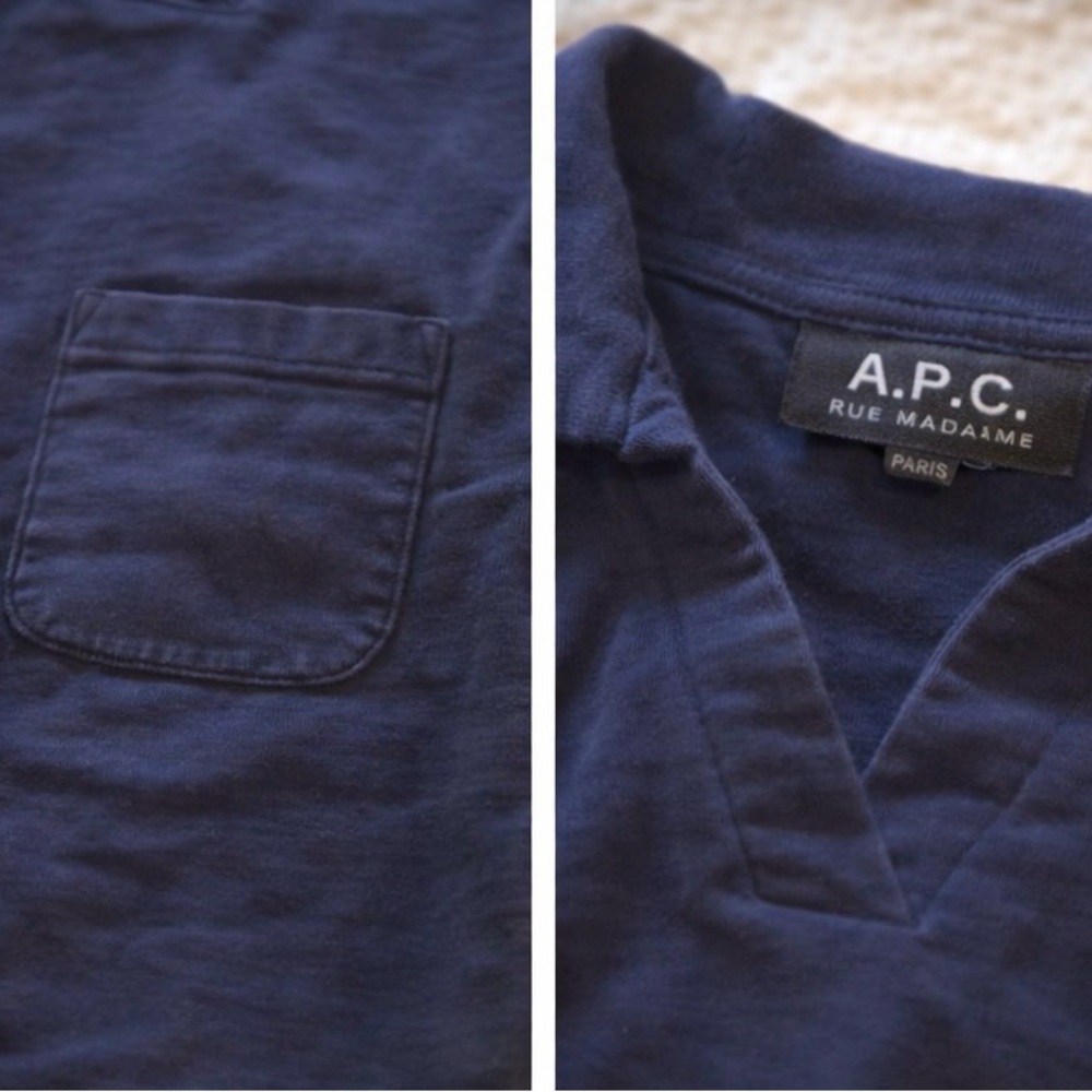 A.P.C. Men's Deep Blue V-Neck Sweater